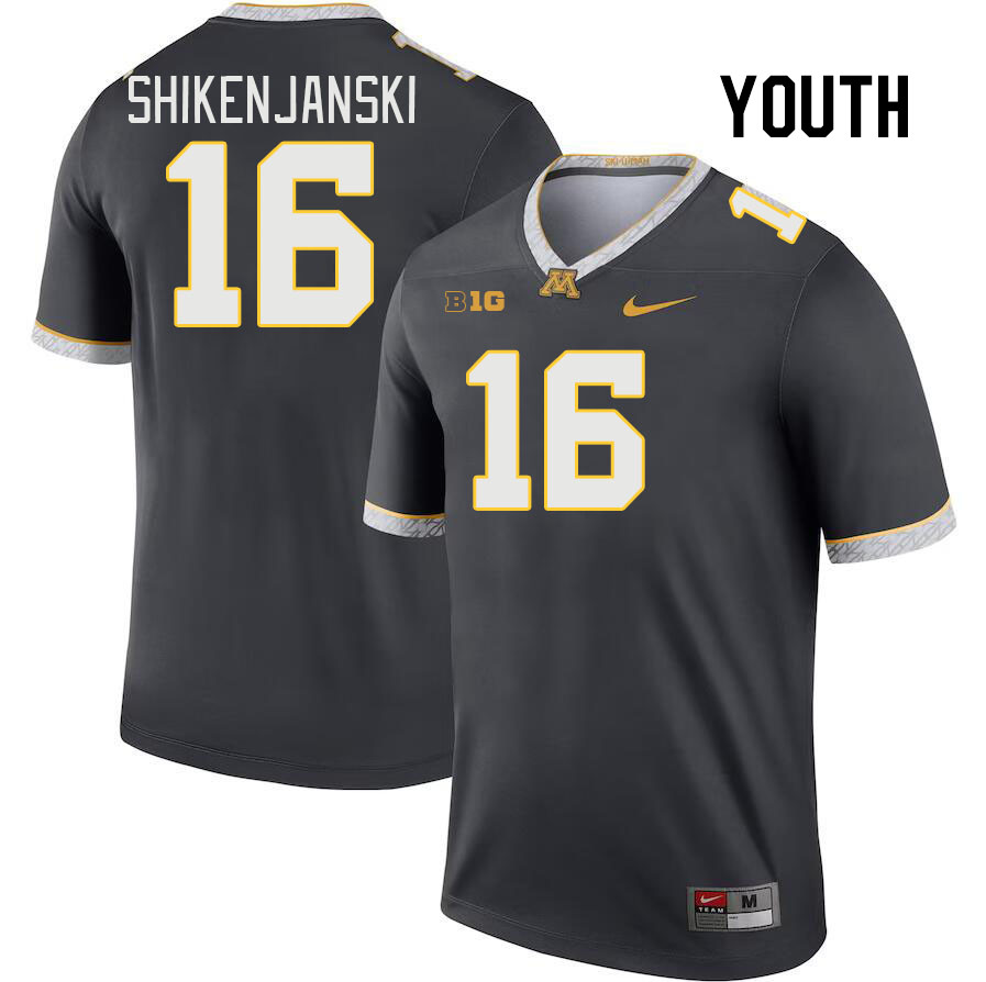 Youth #16 Max Shikenjanski Minnesota Golden Gophers College Football Jerseys Stitched Sale-Charcoal - Click Image to Close
